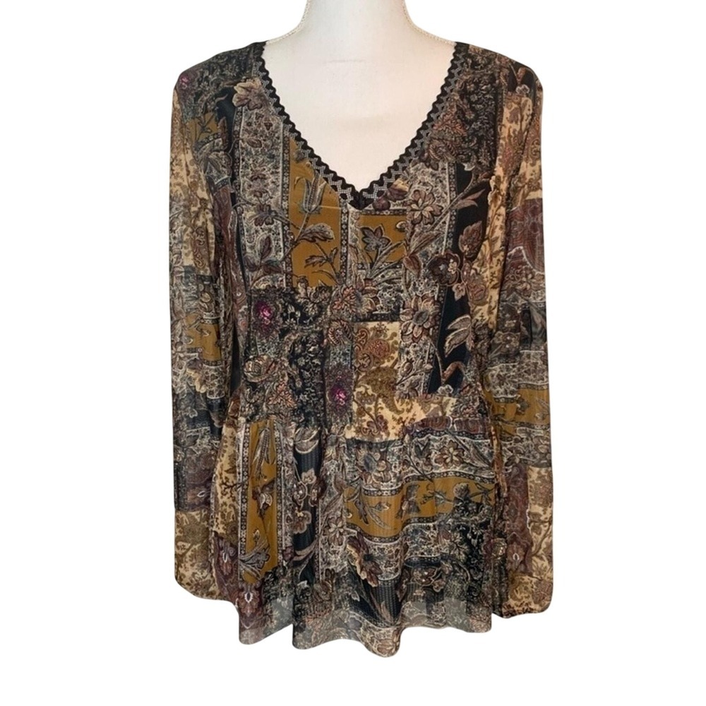 NWT Desigual Katrina Peplum Top Blouse Boho Floral Women Euro Small US XS